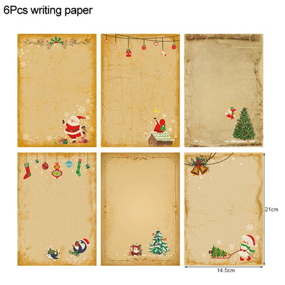 6pcs Christmas Kraft Letter Paper