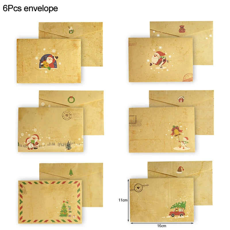 6pcs Christmas Kraft Letter Paper