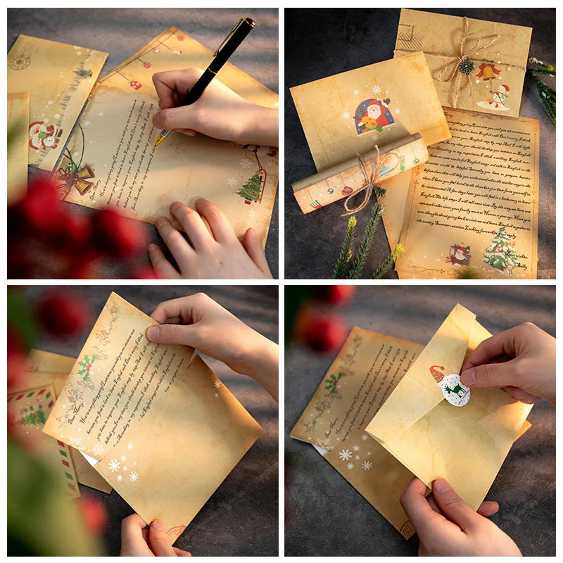 6pcs Christmas Kraft Letter Paper