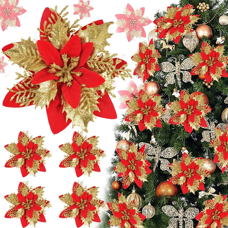 Glitter Artificial Christmas Flowers