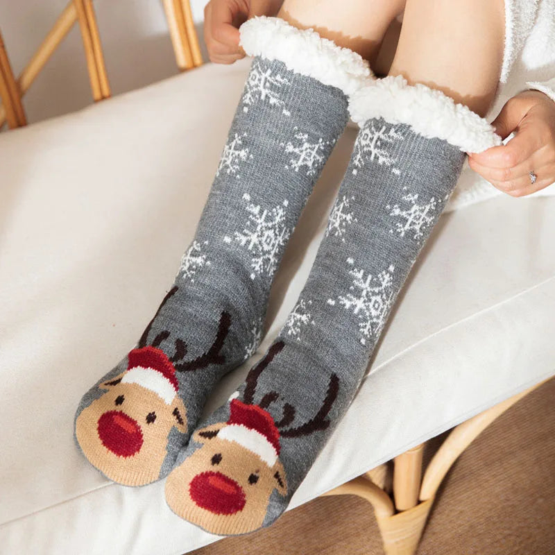 2024 New Cute Warm Socks Thicken Plus Winter Women Fuzzy Socks Christmas Kawaii Stocking Xmas Gift Home Floor Room Funny Sock