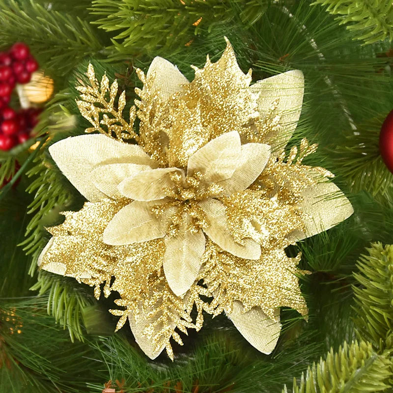 Glitter Artificial Christmas Flowers