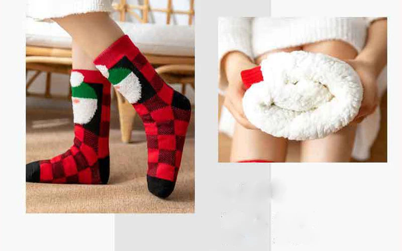 2024 New Cute Warm Socks Thicken Plus Winter Women Fuzzy Socks Christmas Kawaii Stocking Xmas Gift Home Floor Room Funny Sock