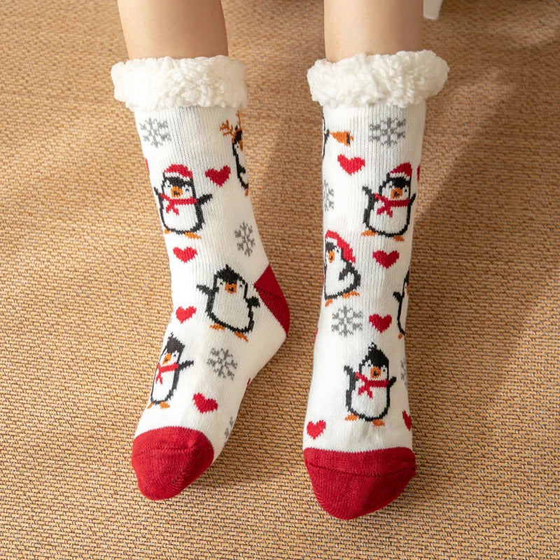 2024 New Cute Warm Socks Thicken Plus Winter Women Fuzzy Socks Christmas Kawaii Stocking Xmas Gift Home Floor Room Funny Sock