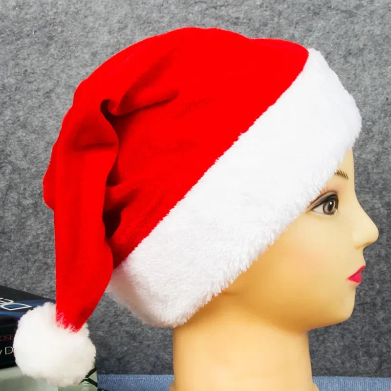 Red Gold Silk Velvet Border Christmas Hat