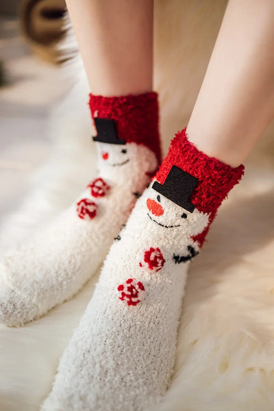 Christmas coral fleece socks mid-tube warm thickened floor sleep cartoon socks