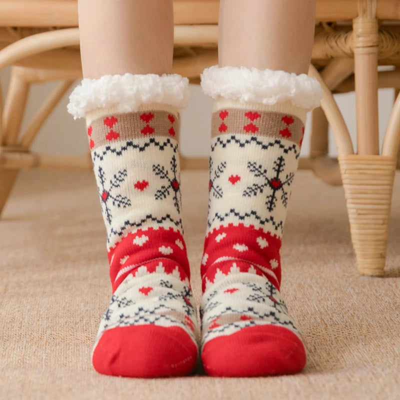 2024 New Cute Warm Socks Thicken Plus Winter Women Fuzzy Socks Christmas Kawaii Stocking Xmas Gift Home Floor Room Funny Sock