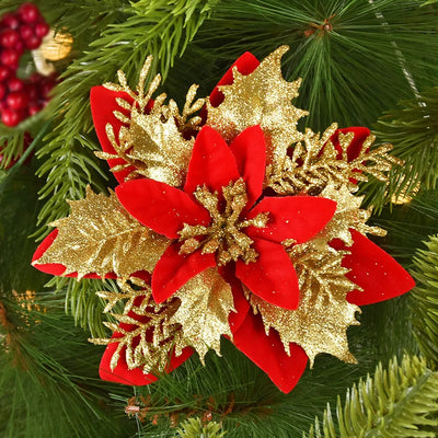 Glitter Artificial Christmas Flowers