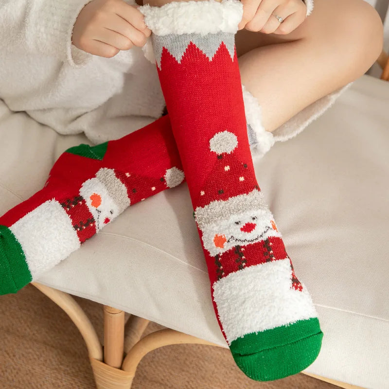 2024 New Cute Warm Socks Thicken Plus Winter Women Fuzzy Socks Christmas Kawaii Stocking Xmas Gift Home Floor Room Funny Sock