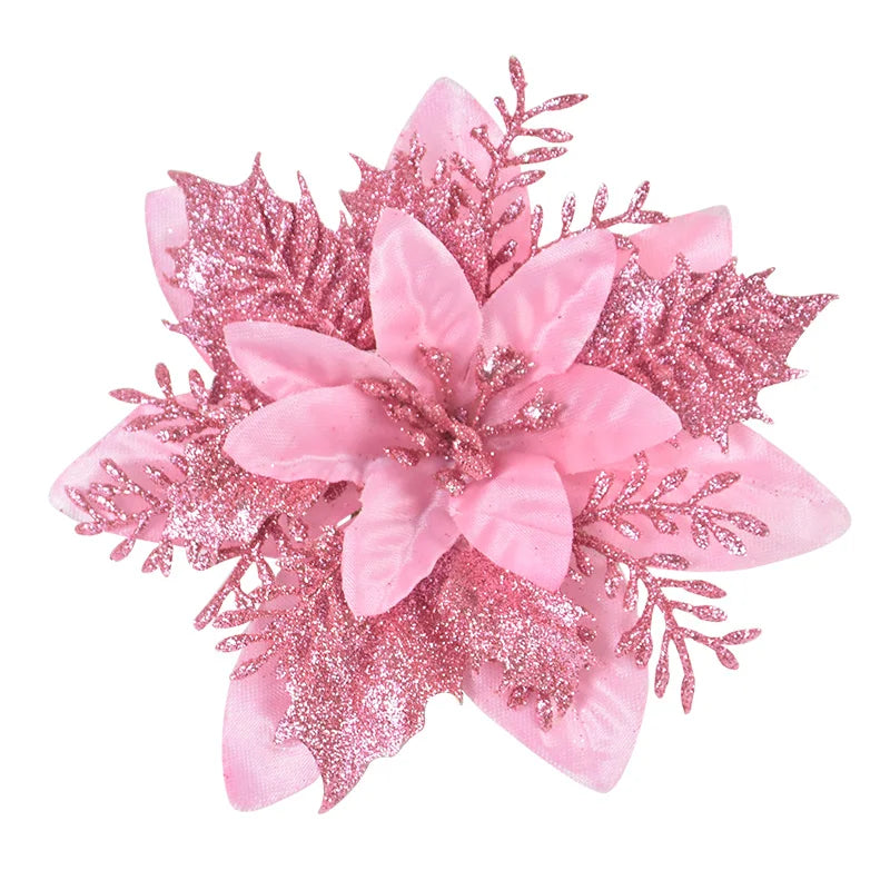 Glitter Artificial Christmas Flowers