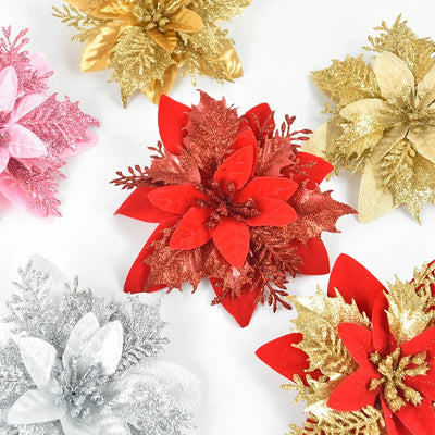 Glitter Artificial Christmas Flowers