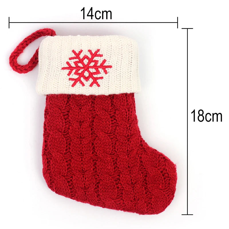 Letters Christmas Stocking New Knitting Christmas Tree Pendant Decorations For Home Xmas Gift Snowflake Alphabet Christmas Socks