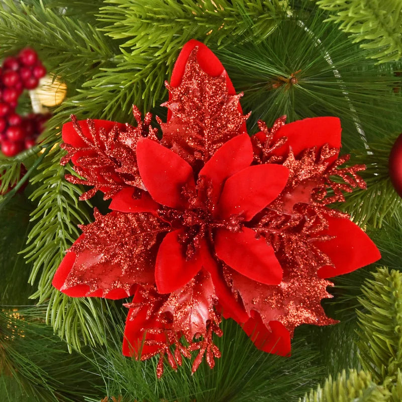 Glitter Artificial Christmas Flowers