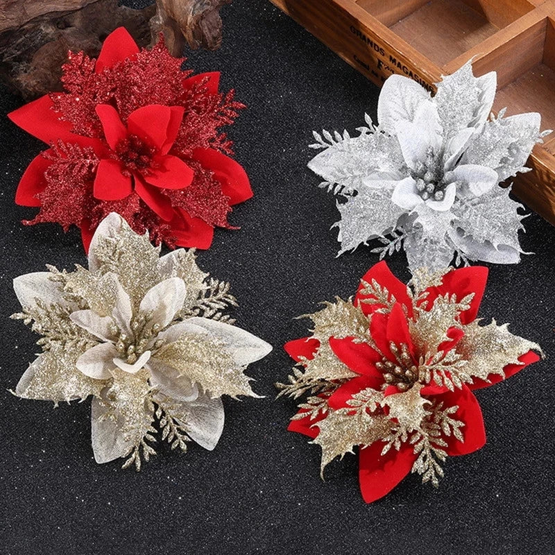 Glitter Artificial Christmas Flowers