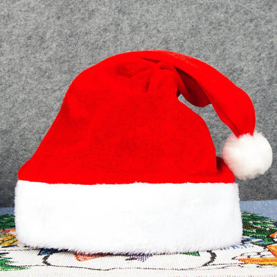 Red Gold Silk Velvet Border Christmas Hat