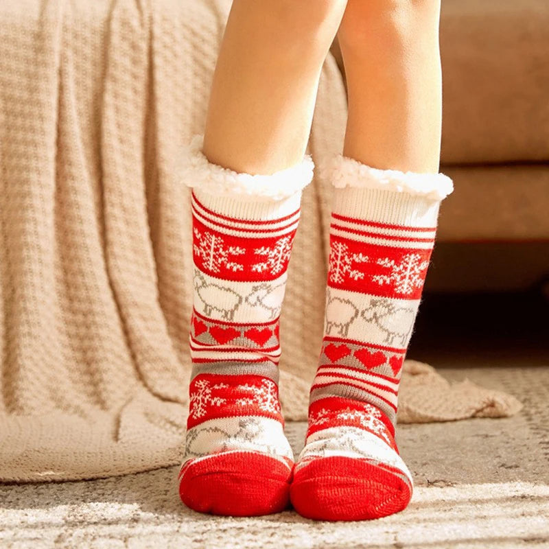 2024 New Cute Warm Socks Thicken Plus Winter Women Fuzzy Socks Christmas Kawaii Stocking Xmas Gift Home Floor Room Funny Sock