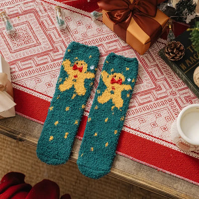 Christmas coral fleece socks mid-tube warm thickened floor sleep cartoon socks