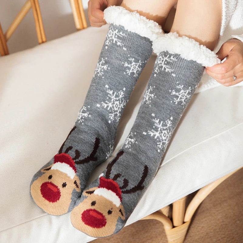 2024 New Cute Warm Socks Thicken Plus Winter Women Fuzzy Socks Christmas Kawaii Stocking Xmas Gift Home Floor Room Funny Sock