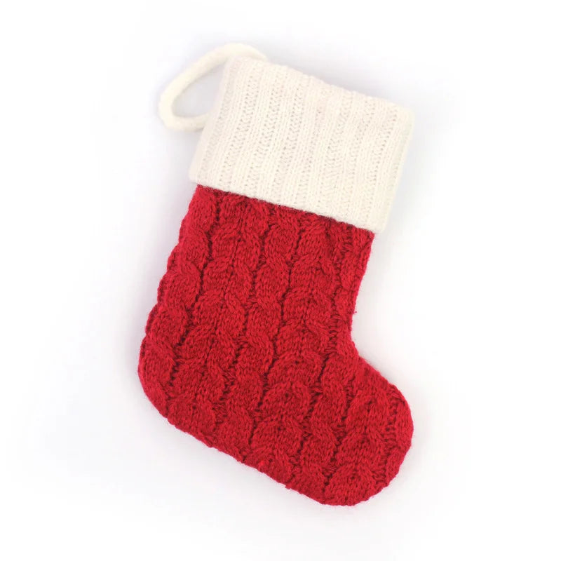 Letters Christmas Stocking New Knitting Christmas Tree Pendant Decorations For Home Xmas Gift Snowflake Alphabet Christmas Socks