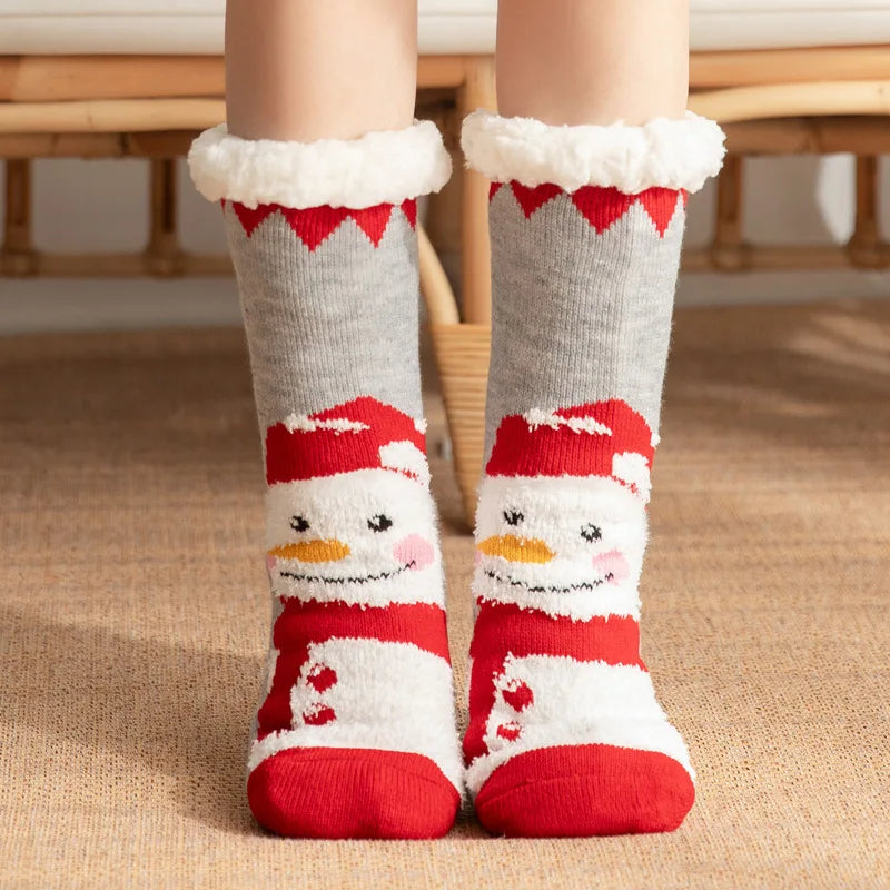 2024 New Cute Warm Socks Thicken Plus Winter Women Fuzzy Socks Christmas Kawaii Stocking Xmas Gift Home Floor Room Funny Sock