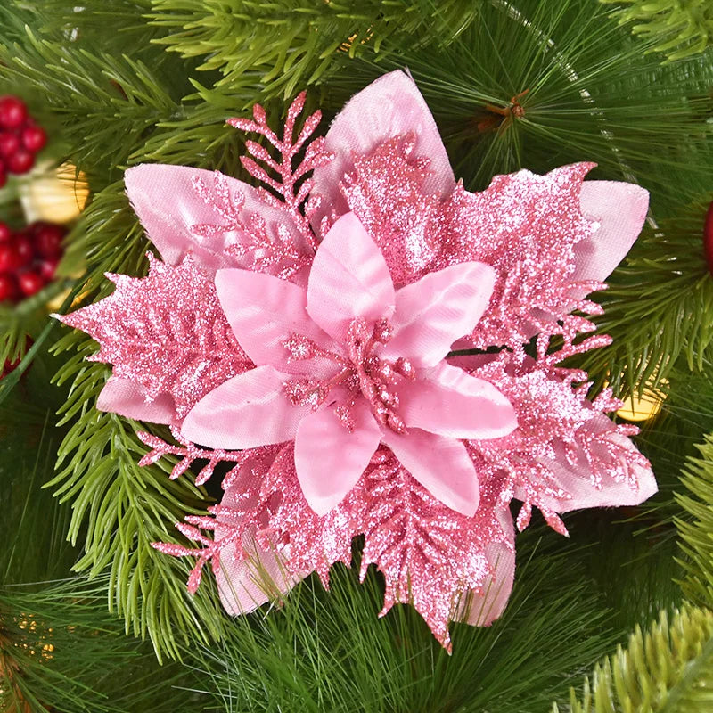 Glitter Artificial Christmas Flowers