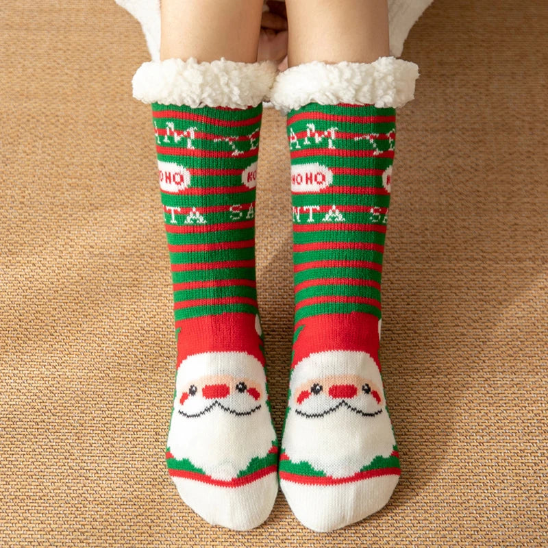 2024 New Cute Warm Socks Thicken Plus Winter Women Fuzzy Socks Christmas Kawaii Stocking Xmas Gift Home Floor Room Funny Sock