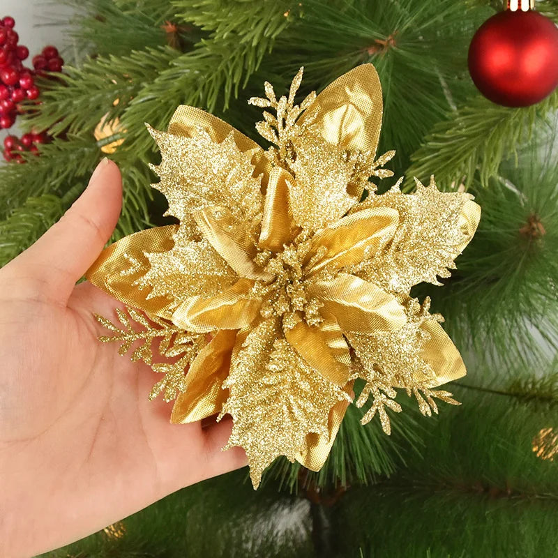 Glitter Artificial Christmas Flowers